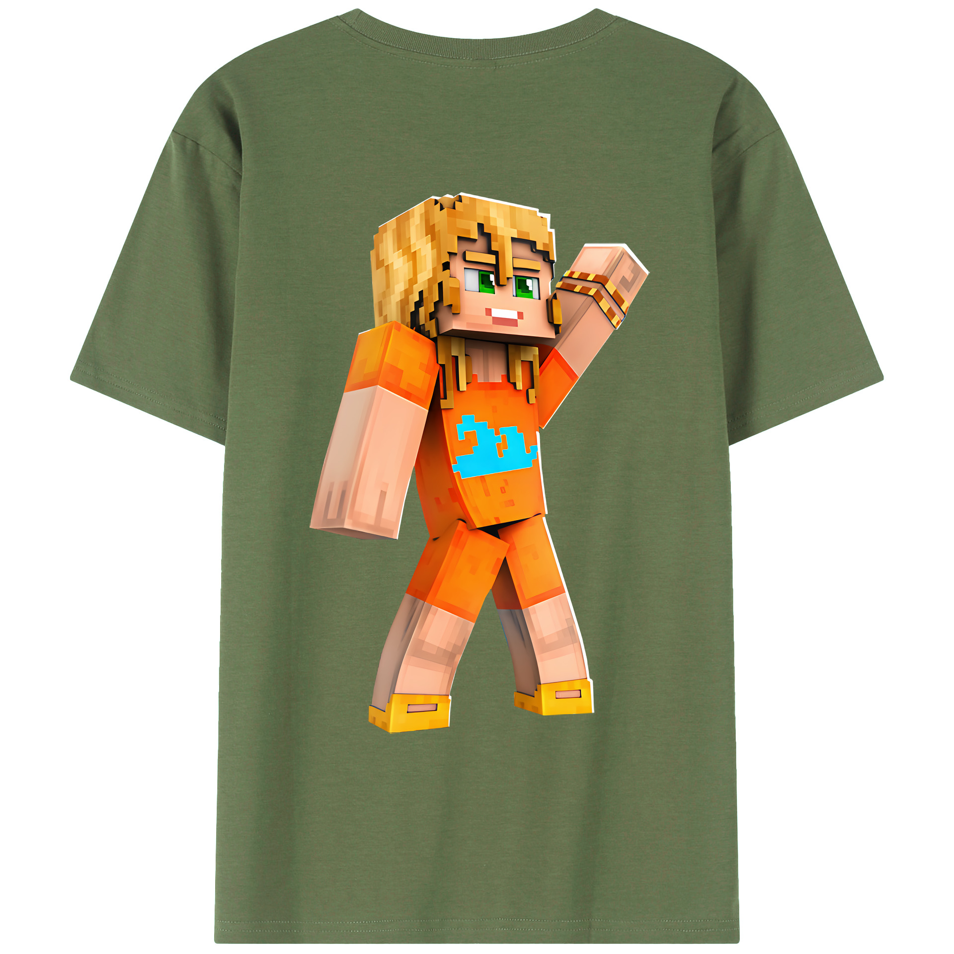 （画像用） マインクラフト ブロックの世界 Minecraft MC Block world 綿100％ メンズ半袖Tシャツ（バックプリント） 通気性